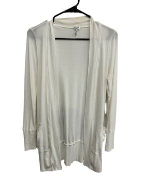 Splendid Open Front Long Sleeve Cardigan Sweater Cream Sz Small Cozy Knit Layers